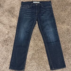 Express Men's Dark Wash Straight Jeans - Blue